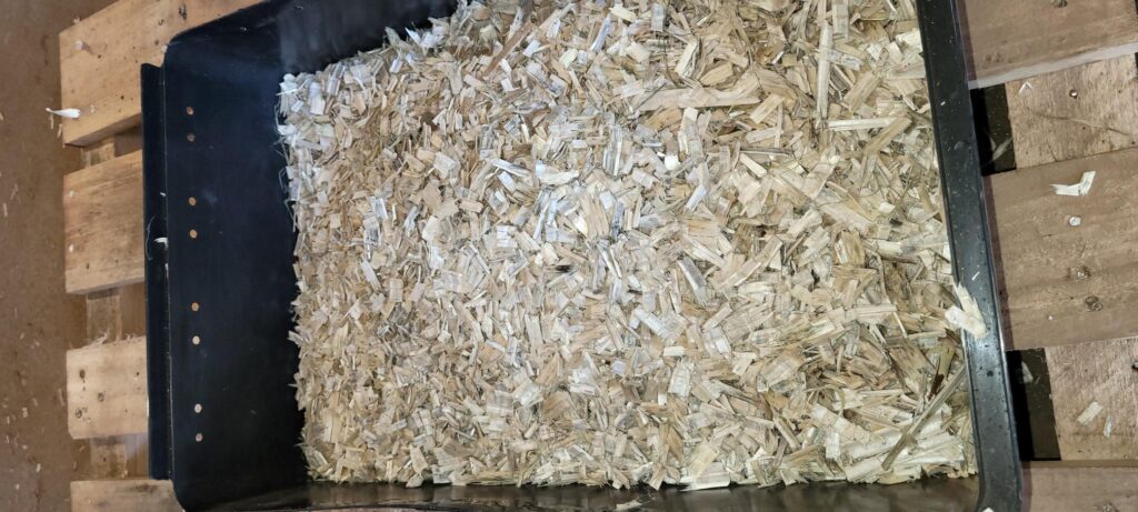 Hemp hurd used as animal bedding; a practical way to use hemp hurd on your farm.